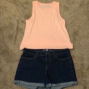 Old Navy shorts and tank.